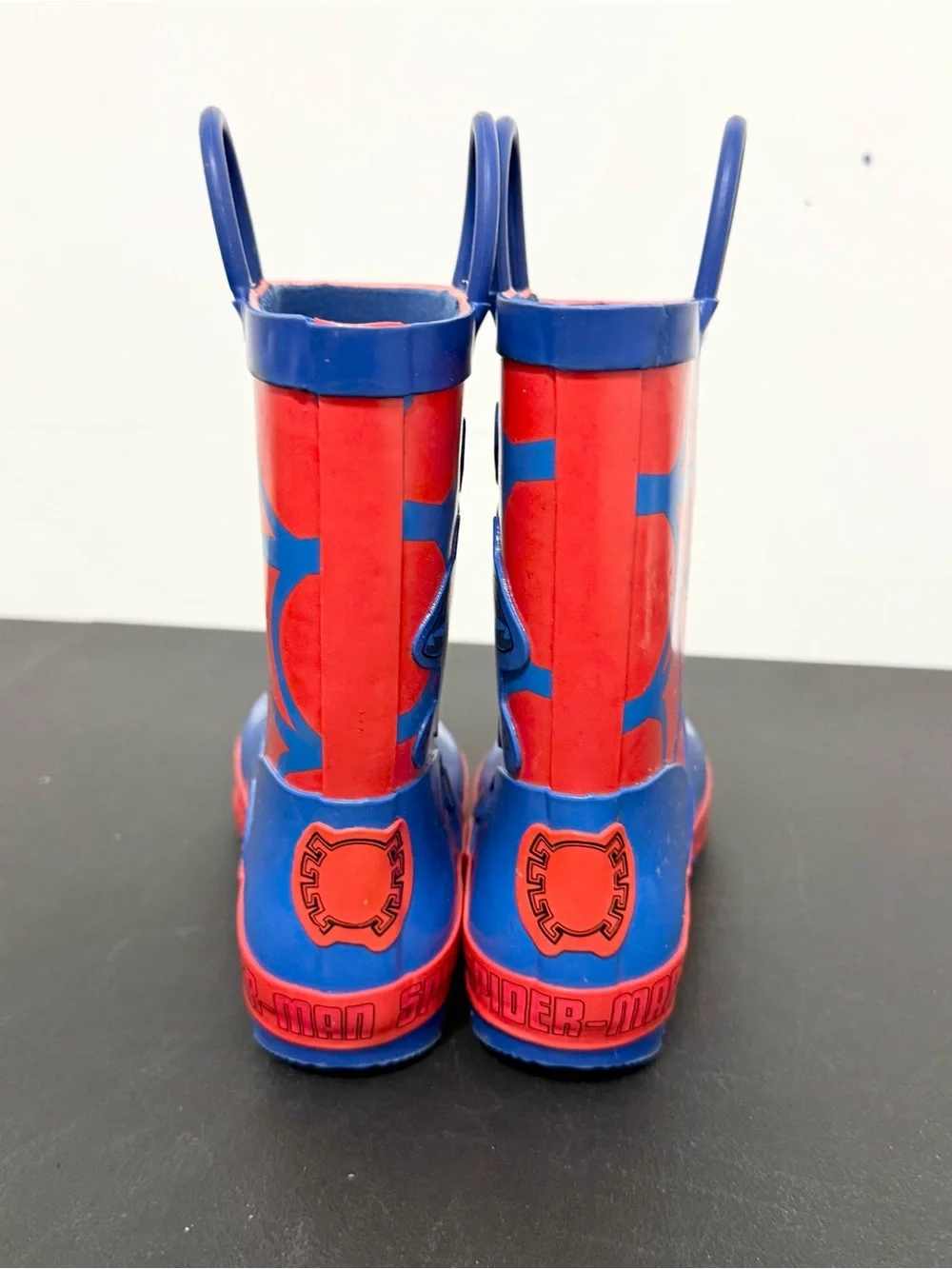 MARVEL Spider-Man Boys Blue Red Rain Boots Pull On Size 11-12